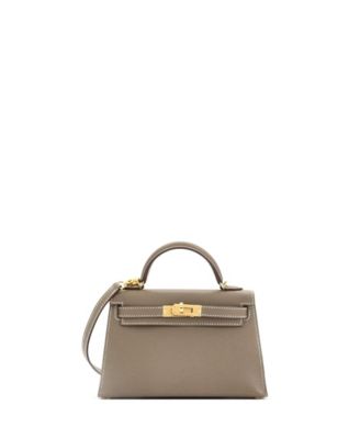 Pre-Owned HERMÈS - Kelly 20 Handbag Grey Epsom with Gold Hardware