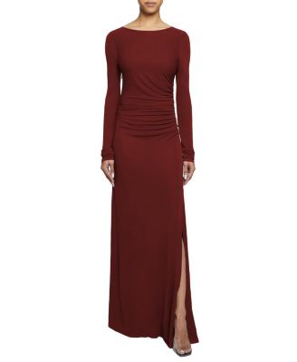 Abby Long Sleeve with Side Ruching in Fluid Jersey Maxi Dress