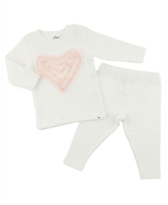 Girls' Ruffle Heart Fleck Tulle Applique 2-Piece Set - Baby