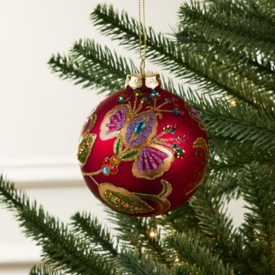 Glass Flower Ball Ornament - Exclusive