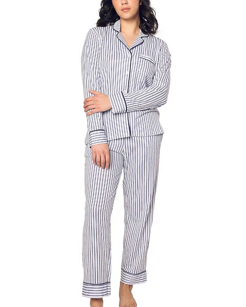 Petite Plume Navy French Ticking Pima Pajama Set