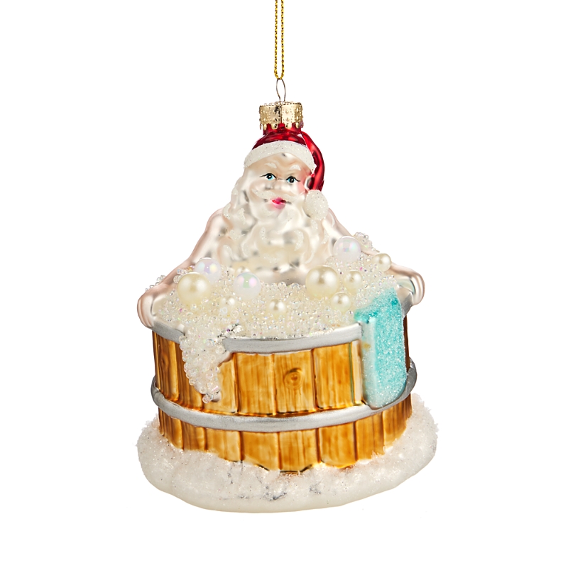 Bloomingdale's Glass Santa In Hot Tub Ornament - Exclusive In Multi