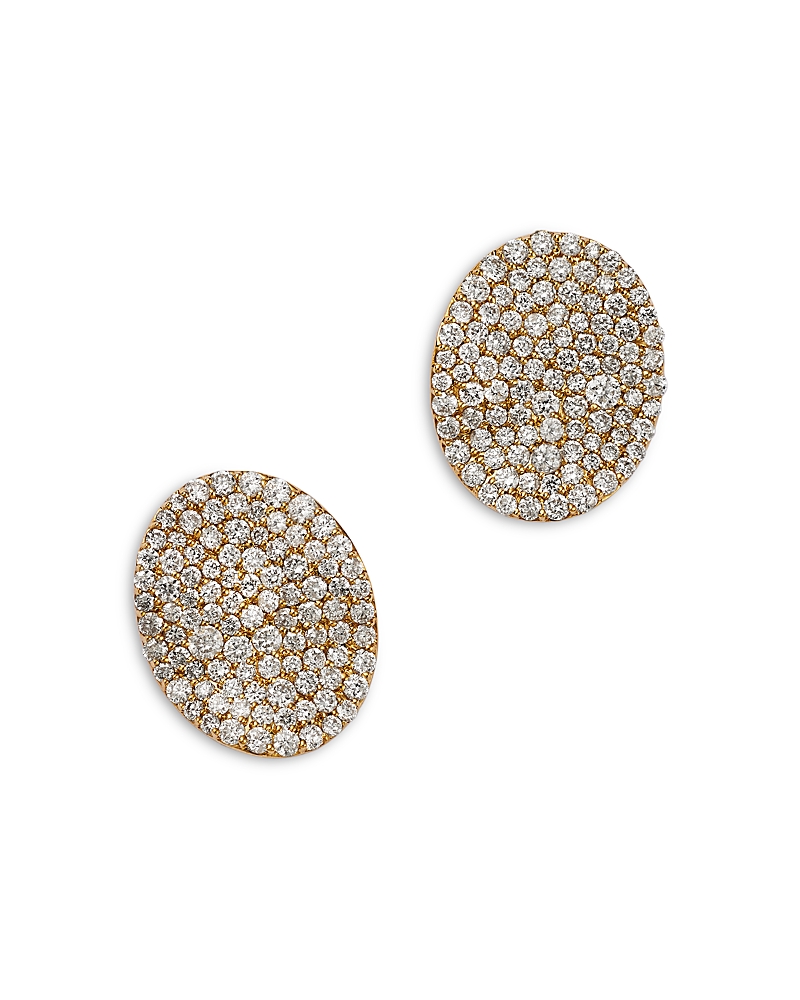 Bloomingdale's Fine Collection Pave Diamond Disc Stud Earrings in 14K Yellow Gold, 1.0 tcw