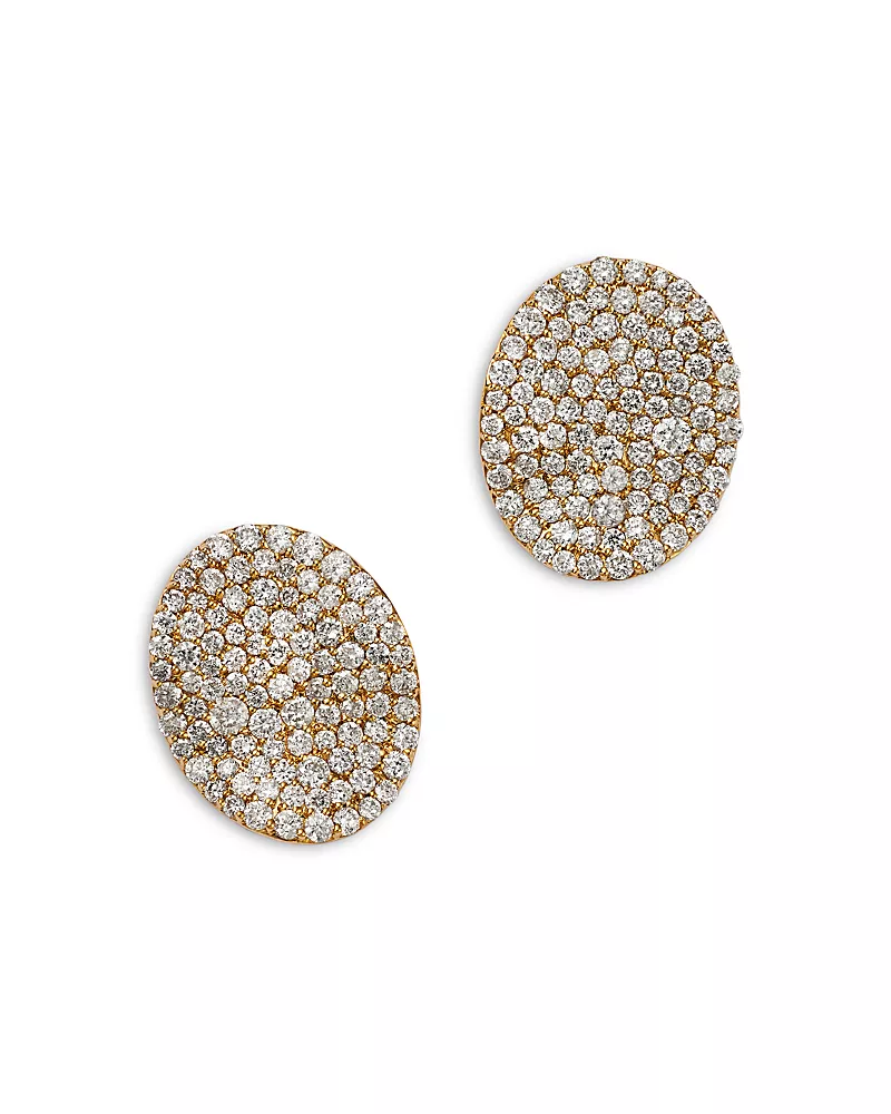 Bloomingdale's Fine Collection Pave Diamond Disc Stud Earrings in 14K Yellow Gold, 1.0 tcw