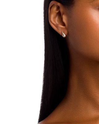 Diamond Solitaire Polished Pear Stud Earrings in 14K Yellow Gold, 0.09 tcw