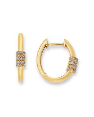 Diamond Huggie Hoop Earrings in 14K Yellow Gold, 0.25 tcw