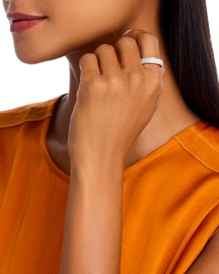 Diamond Pav&eacute; Three Row Band in 14K White Gold, 1.0 tcw