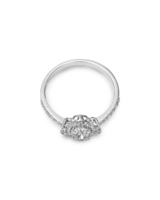 Diamond Clover Ring in 14K White Gold, 0.84 tcw