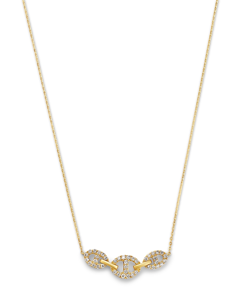 Bloomingdale's Fine Collection Diamond Triple Link Collar Necklace In 14k Yellow Gold, 0.30 Tcw In Gold