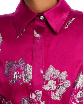 Metallic Jacquard Shirt Dress