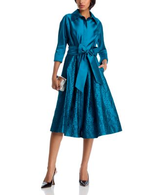 Embroidered Sash Belt Shirt Dress