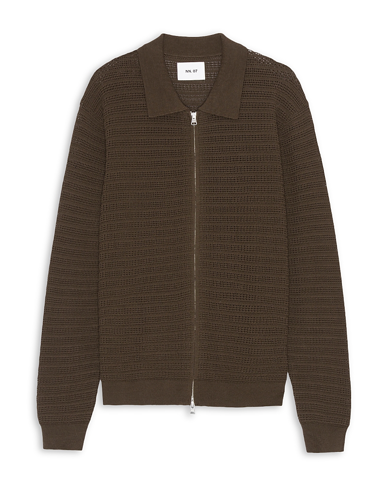 Nn07 Gustav Long Sleeve Zip Sweater In Brown
