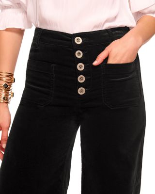 Cindy High Rise Wide Leg Jeans in Black Velvet