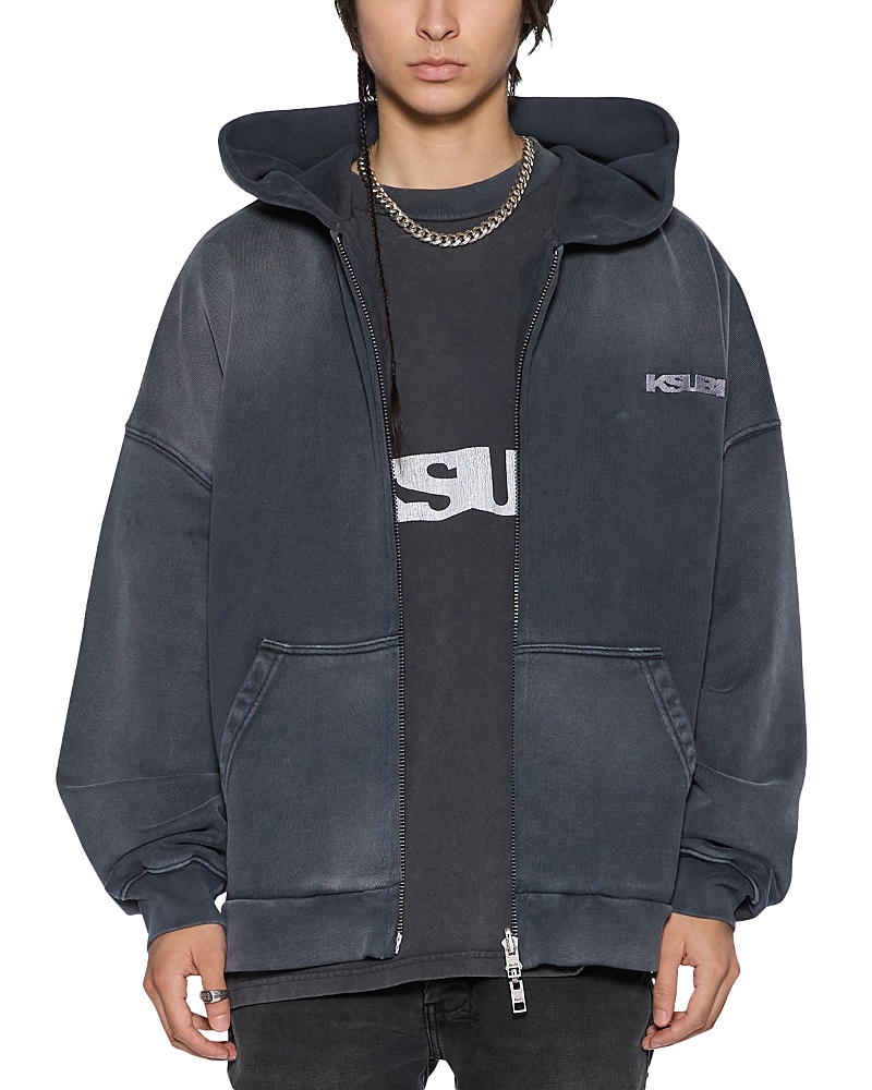Ksubi Ace Ekcess Ink Fade Oversized Fit Zipper Hoodie