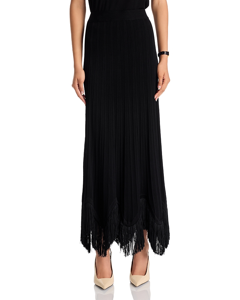 Misook X Lani Lynn Fringe Knit Skirt In Black