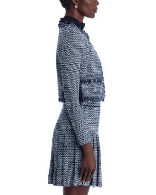 x Lani Lynn Fringe Trim Tweed Knit Cropped Jacket