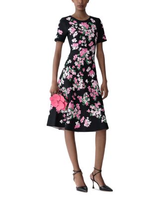 Carolina Herrera - Short Sleeve Fit and Flare Dress