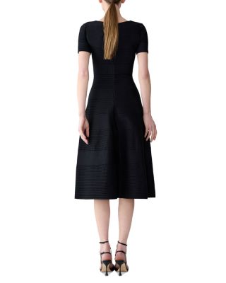 Embellished V Neck Flare Dress