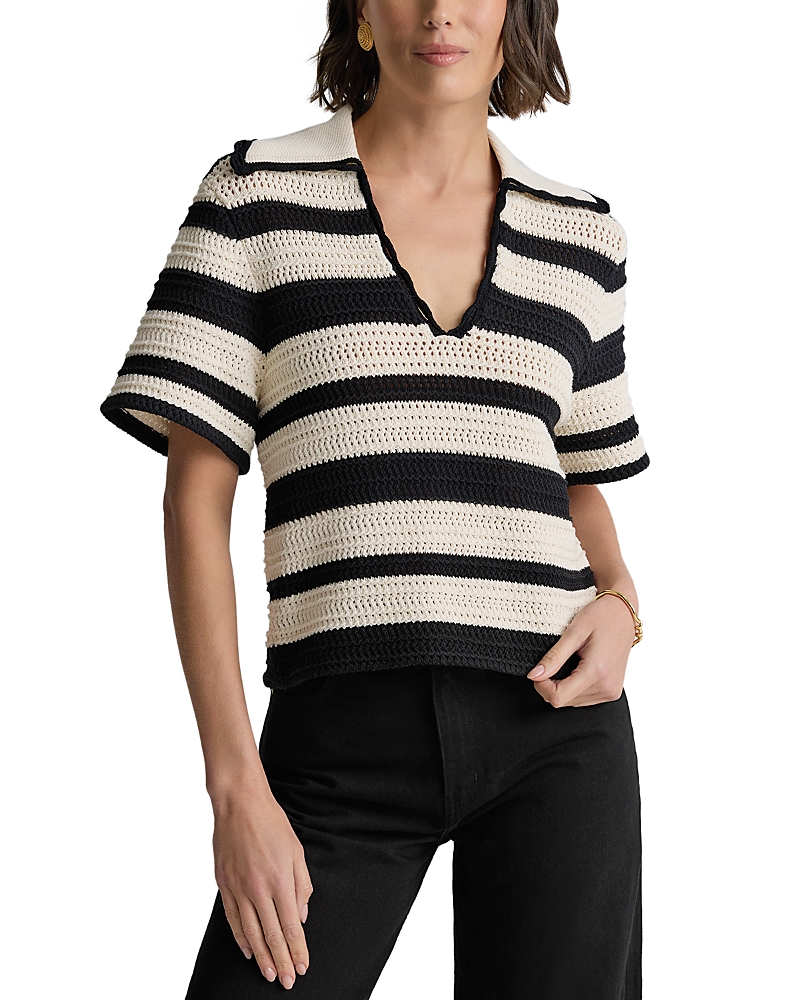 St John Pointelle Stripe Sweater In Multi