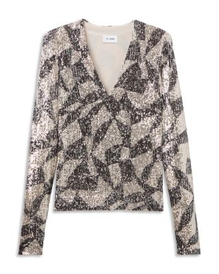 Cubist Geometric Paillettes Top