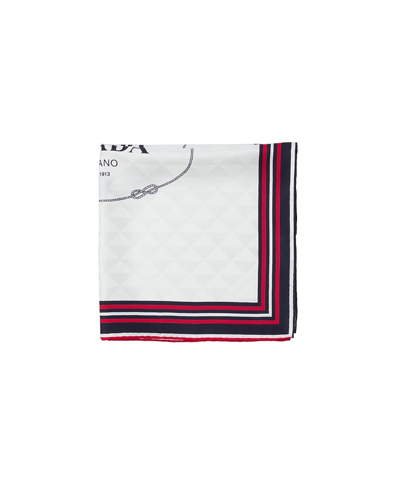 Prada Printed Silk Twill Jacquard Scarf In White