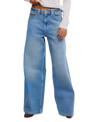 Kellee High Rise Palazzo Jeans in Plaza Blue