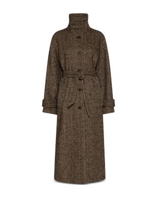 Belted Herringbone Coat