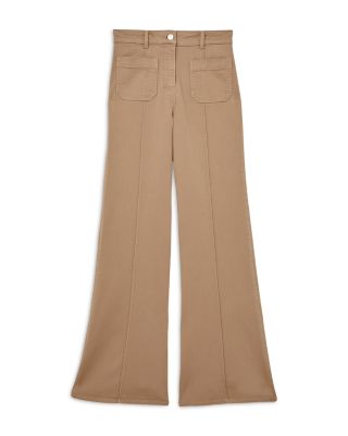 Sakura Patch Pocket Flare Jeans in Taupe Neutral 