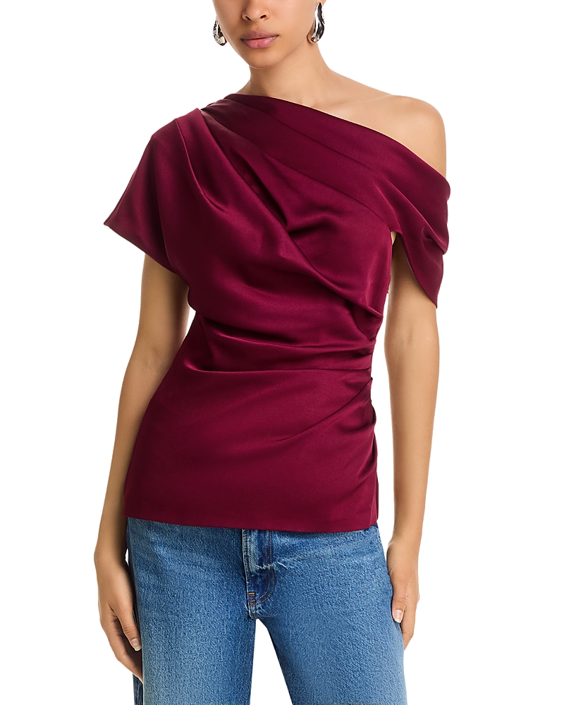 Simkhai Phoebe Draped Top In Burgundy