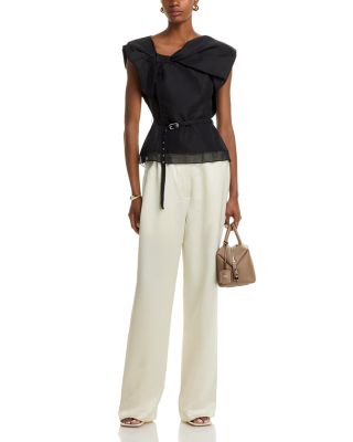 Draped Bow Belted Top