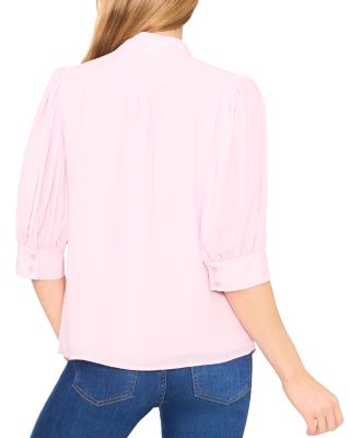Puff Sleeve Bow Placket Blouse