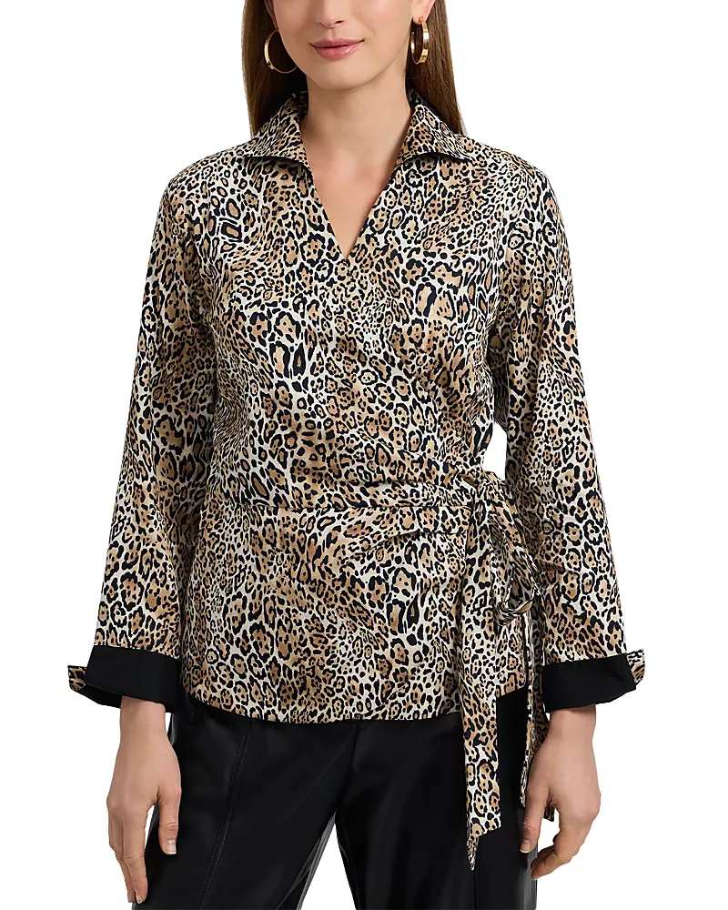 Foxcroft Salina Animal Print Blouse