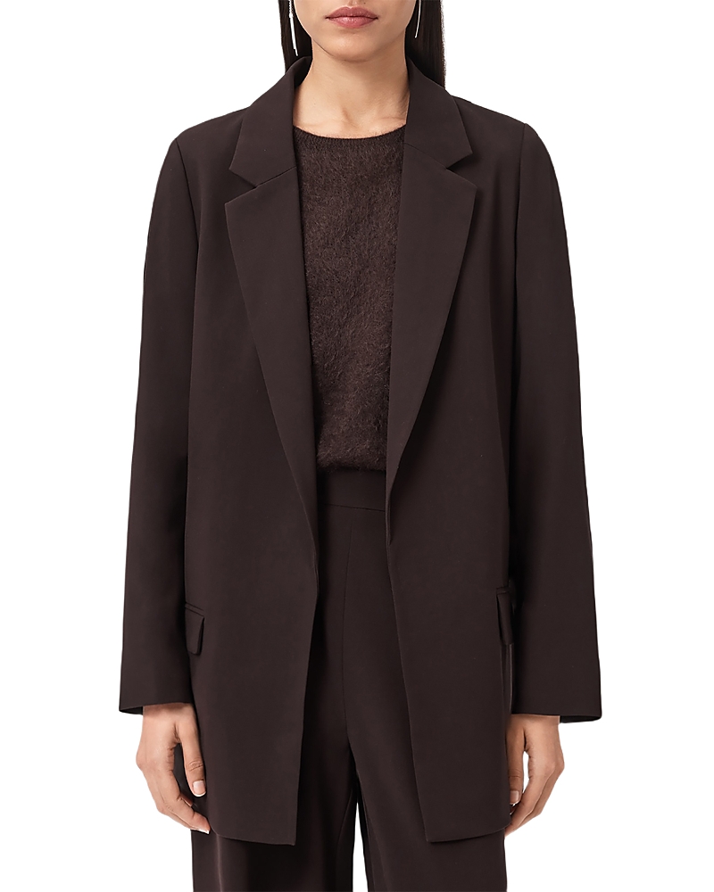 Allsaints Aleida Long Blazer In Brown