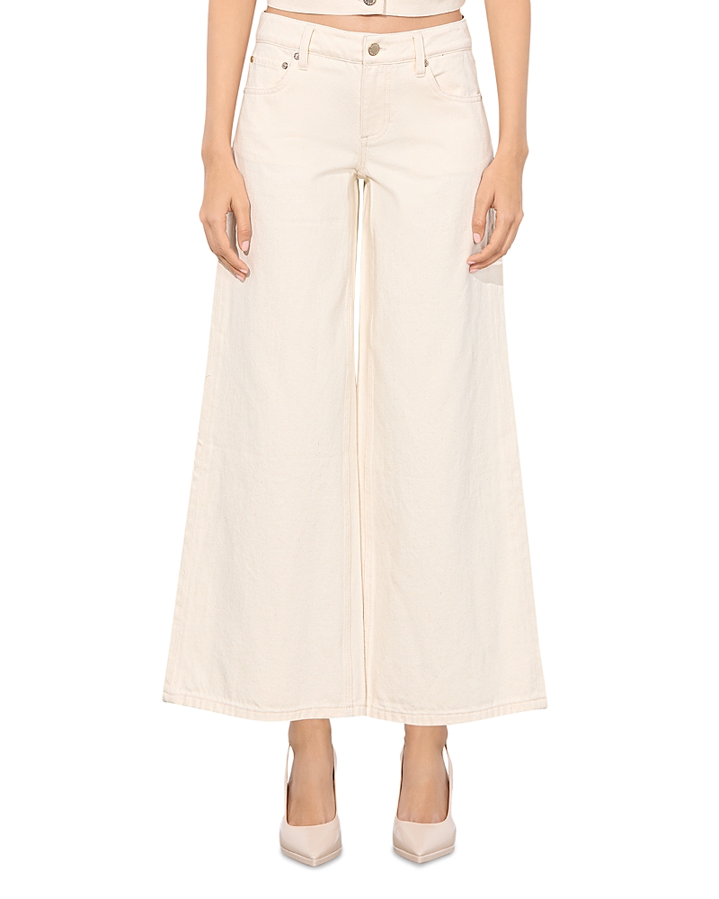 Alice and Olivia Amazing Low Rise Cropped Wide Leg Jeans in Natural