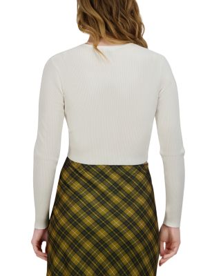 Knit Crewneck Cropped Cardigan Sweater