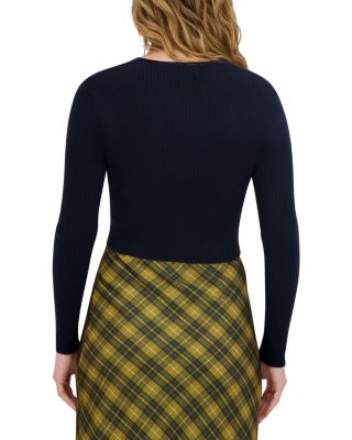 Knit Crewneck Cropped Cardigan Sweater