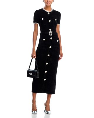 Black Chenille Knit Midi Dress