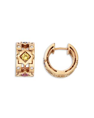 18K Rose Gold Diamond & Sapphire Navarra Hoop Earrings