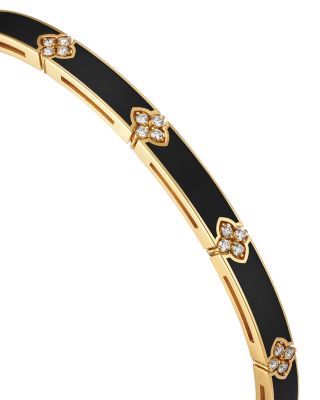 18K Yellow Gold Diamond Love in Verona Ceramic Enamel Bangle Bracelet