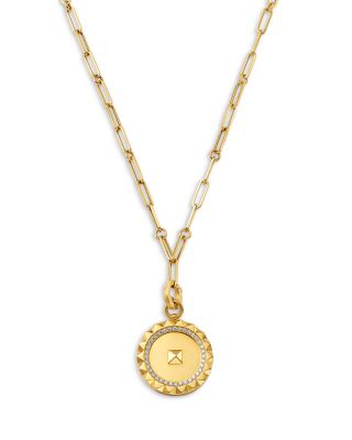 Roberto Coin - 18K Yellow Gold Diamond Obelisco Medallion Paperclip Necklace, 19"