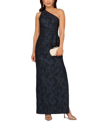 Stretch Jacquard One Shoulder Gown