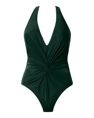 V Neck Twist Front Swimsuit