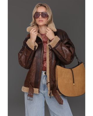 Faux Fur Trim Moto Jacket