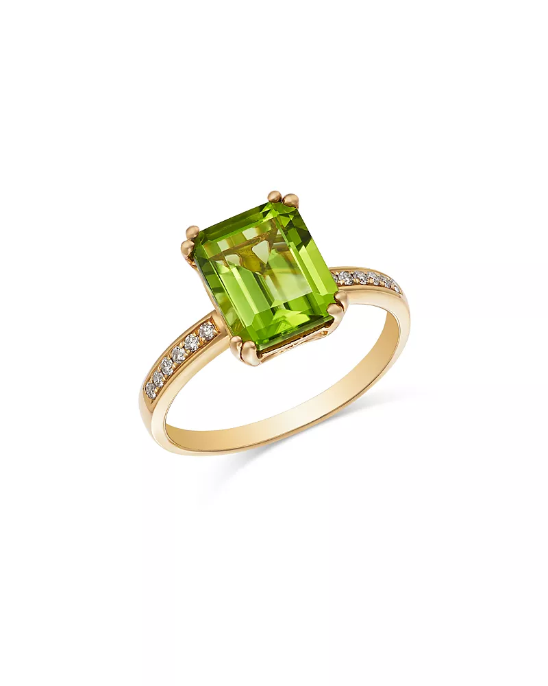 Bloomingdale's Fine Collection Peridot & Diamond Ring in 14K Yellow Gold