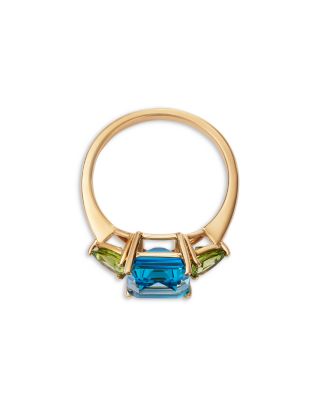 Blue Topaz & Peridot Ring in 14K Yellow Gold