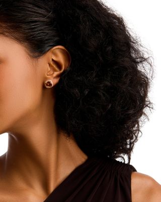 Citrine & Diamond Halo Stud Earrings in 14K Yellow Gold