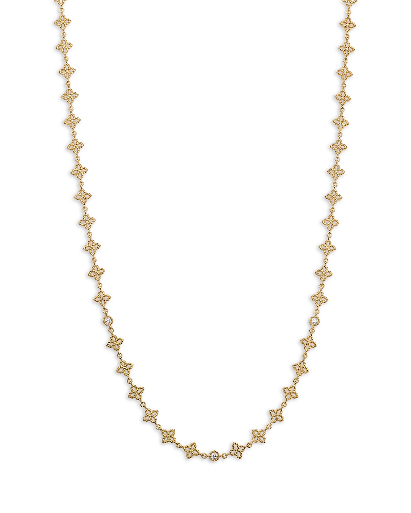 Roberto Coin 18k Yellow Gold Diamond Principessa Flower Necklace, 17 In Gold