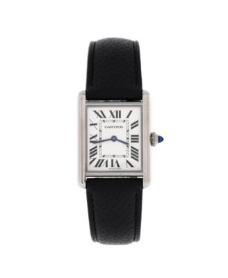 Pre-Owned Cartier - Must de Cartier Tank Quartz Watch in Stainless Steel and Leather 25mm