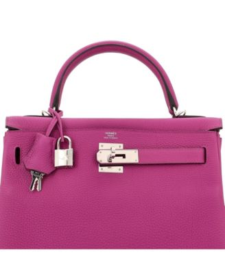 Kelly 28 Handbag Pink Togo with Palladium Hardware