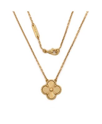 Vintage Alhambra Pendant Necklace Guilloche 18K Gold